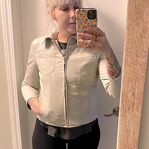 JONES & CO (NWOT) • Tan Lightweight Thin Zip-Up Cotton Jacket Coat • Size Small - Picture 5 of 16